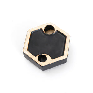 Ceramic Hexagon Taper Candle Holder / Black