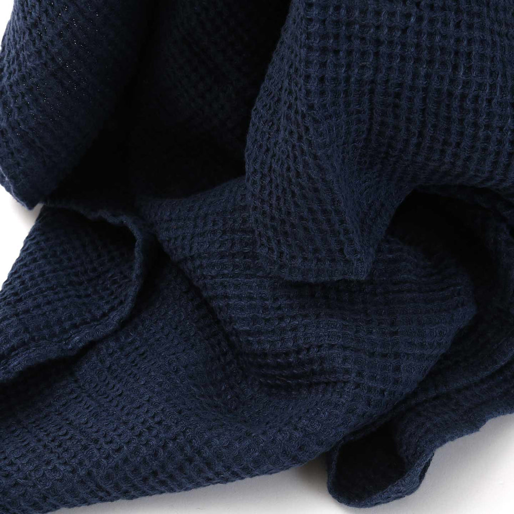 Linen Washed Waffle Bath Linens / Navy Blue