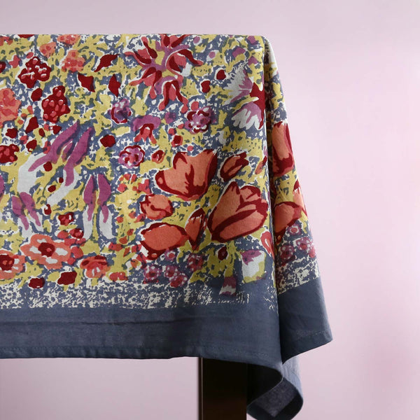 Jardin Red Grey Block Print Rectangle Tablecloths