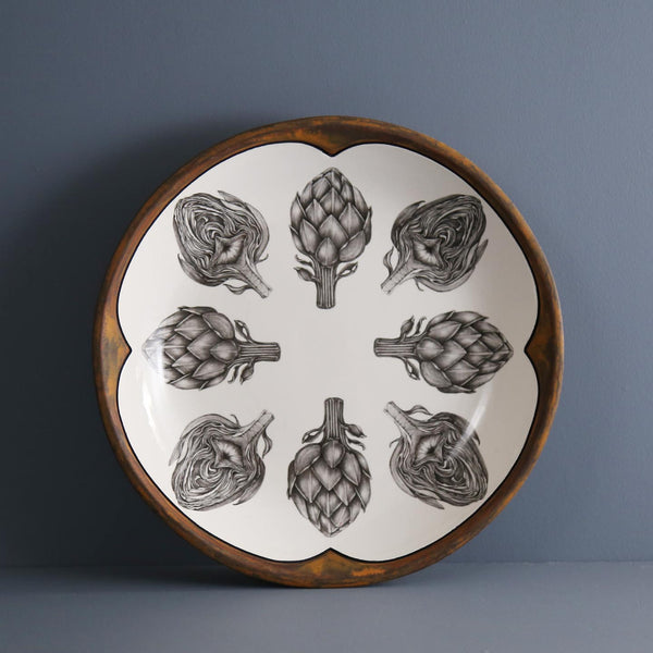 Laura Zindel Small Round Platter / Artichokes