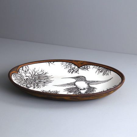 Laura Zindel Small Oval Platter / Hummingbird #1
