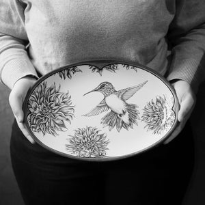 Laura Zindel Small Oval Platter / Hummingbird #1