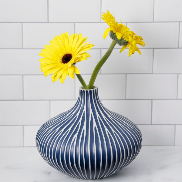 Monique Porcelain Vase / Blue Channels