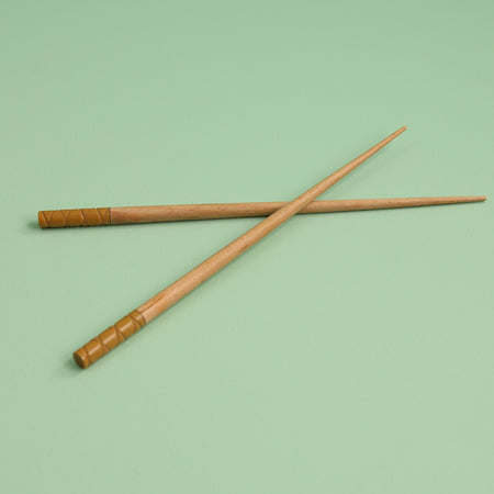 Wood Carved Chopstick Set / Mustard (2pcs)
