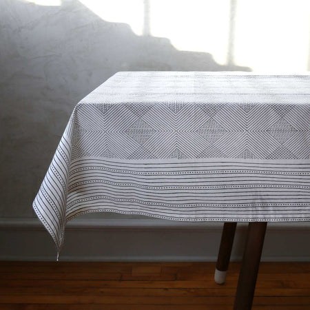 Aztec Grid Block Print Tablecloth
