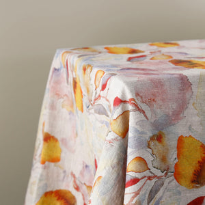 Orange Flow on Natural Linen Tablecloth