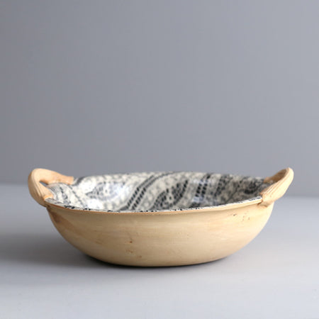 Terrafirma Handled Veggie Bowl / Paisley / Black