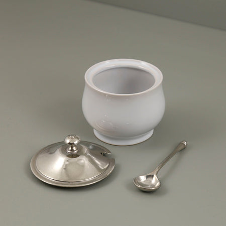 Ceramic & Pewter Sugar Bowl