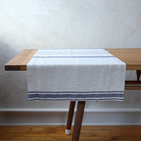 Provence Indigo on Natural Linen Table Runners