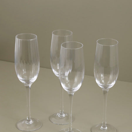 Ribbed Optic Champagne Flutes / Set of 4