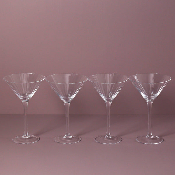 Ribbed Optic Martini Glass / Set of 4