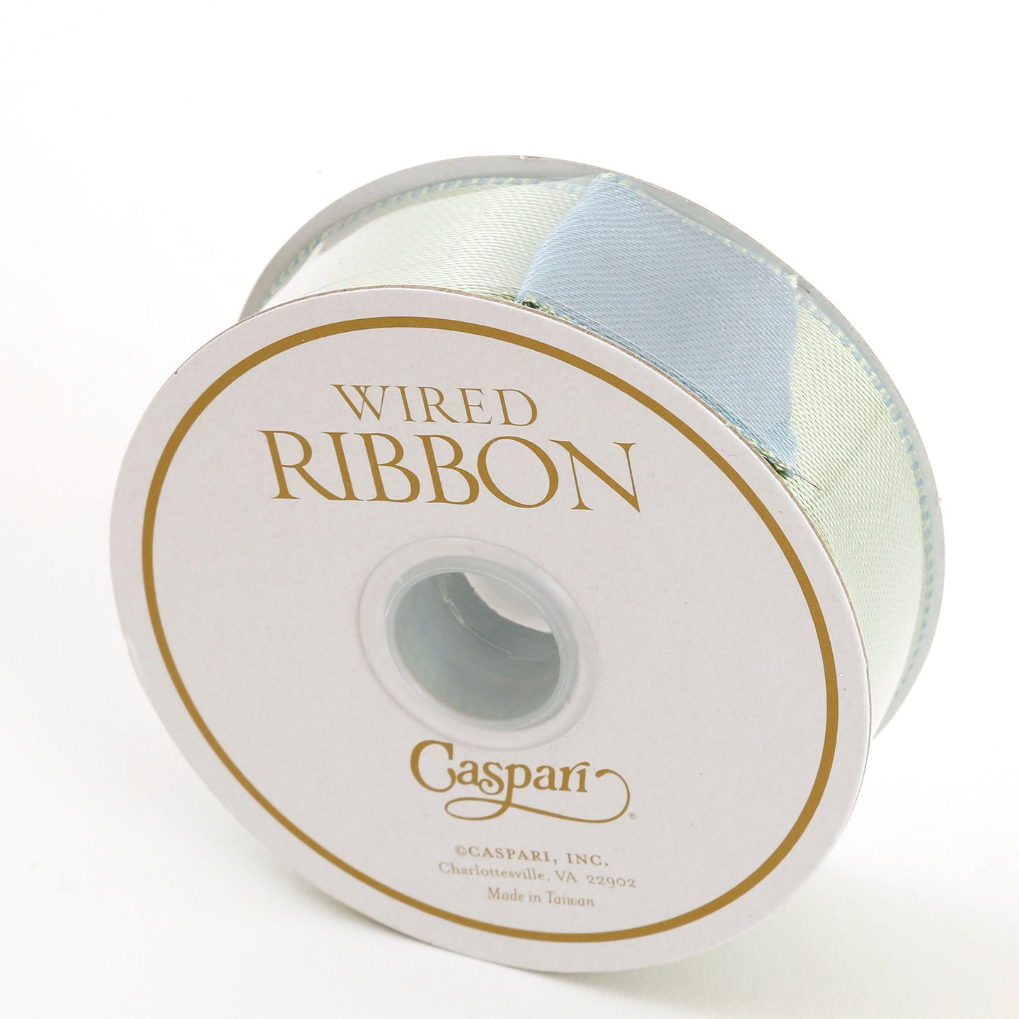 Duck Egg & Celadon Reversible Satin Wired Ribbon - 10 Yard Spool