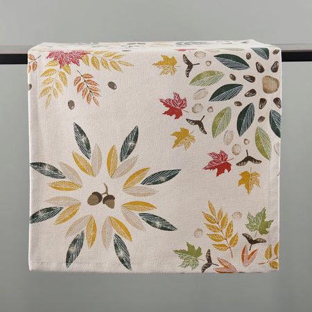 Fall Foliage Cotton Table Runner / 14" x 72"