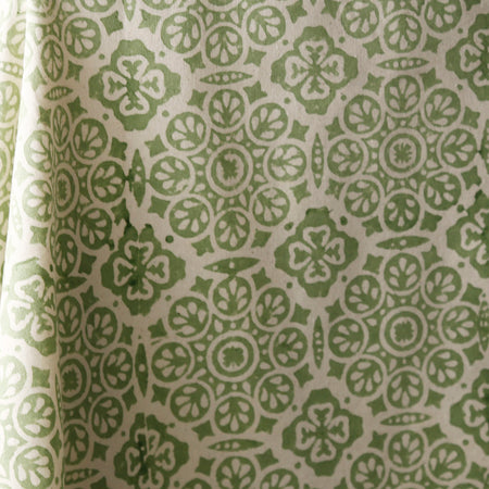 Block Print Tablecloth / Sage Mosaic