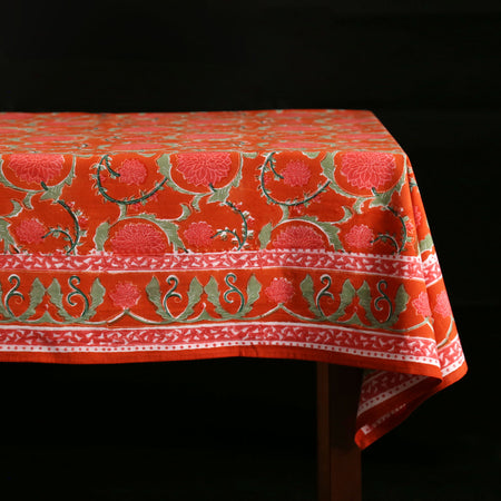 Sakha Red Block Print Tablecloth
