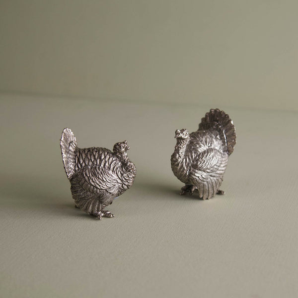 Pewter Salt & Pepper Shakers / Turkeys