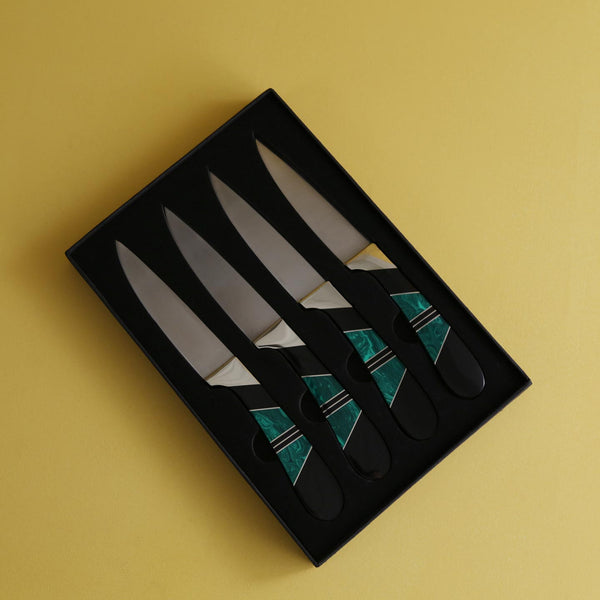 Malachite & Jet Steak Knife 4pc Set