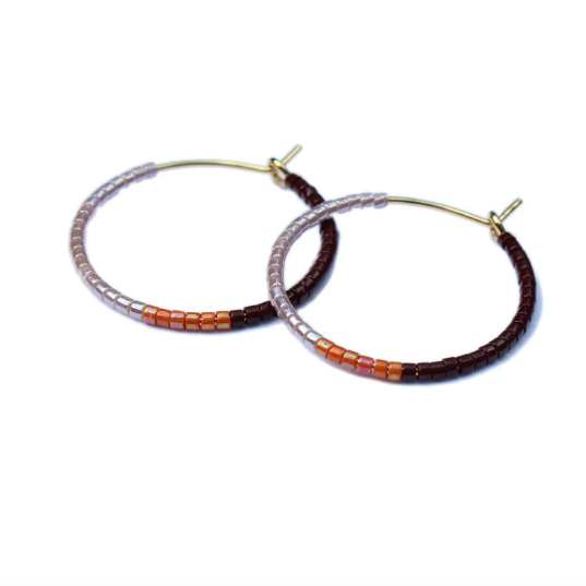 Color Field Hoop Earrings / Small / Espresso