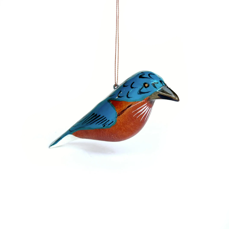 Wooden Bird Ornament / Blue Bird