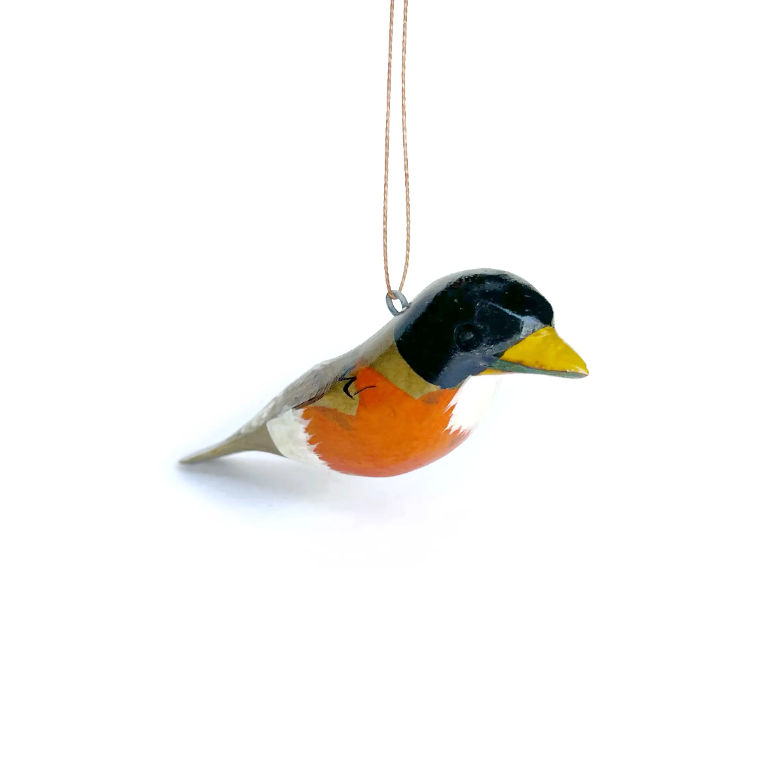 Wooden Bird Ornament / Robin