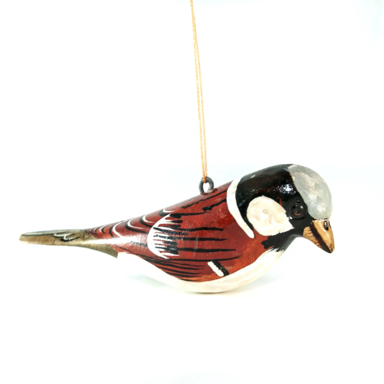 Wooden Bird Ornament / Sparrow
