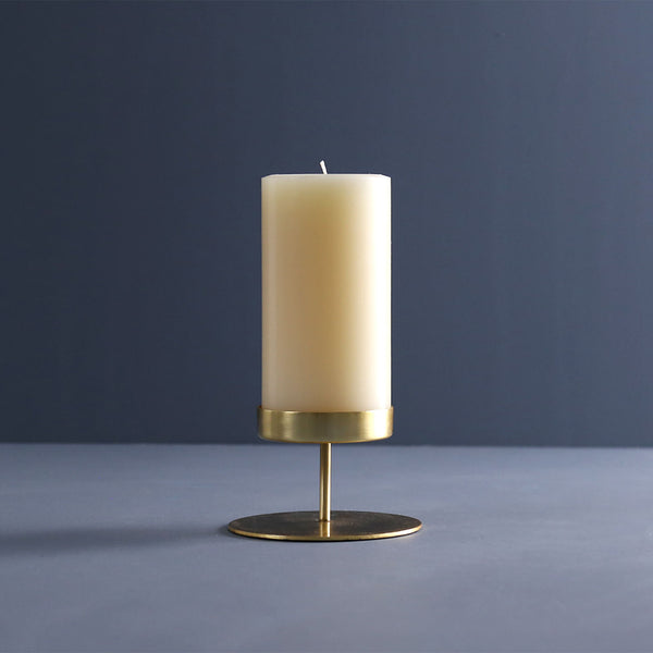 Gold Pillar Candle Holder / Short