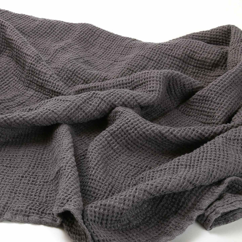 Linen Washed Waffle Bath Linens / Steel Grey