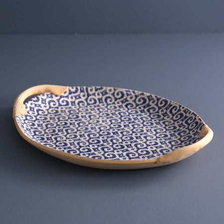 Terrafirma Handled Small Oval Platter / Marrakesh / Cobalt