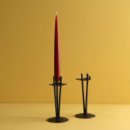 Forged Iron Tri-Rod Candlesticks (Pair)