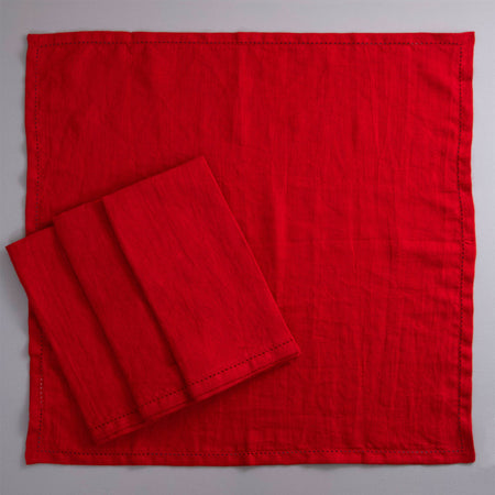 Vikolino Linen Napkin Sets (4pc) / Bright Red