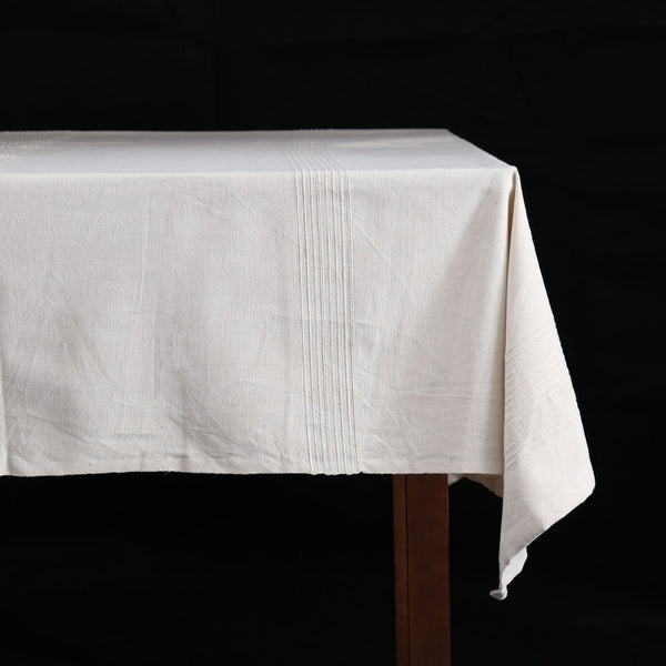 Hand Woven Heavyweight Cotton Table Cloth / Whipped Cream