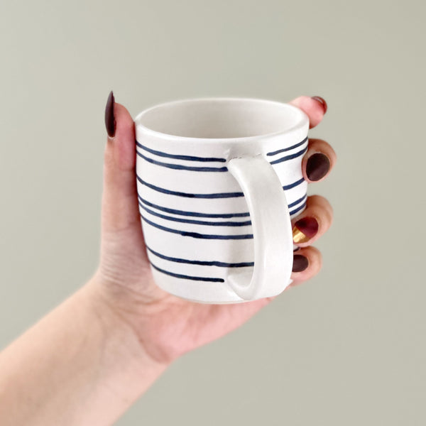 Handmade Espresso Mug / White Lines