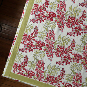Wisteria Green & Pink Block Print Rectangle Tablecloths