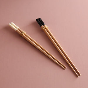 Wood Carved Chopstick Set / Black (2pcs)