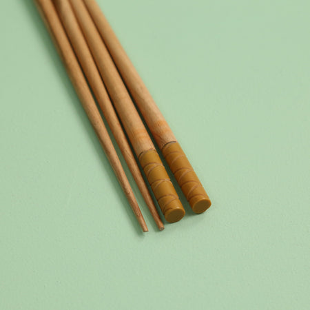 Wood Carved Chopstick Set / Mustard (2pcs)