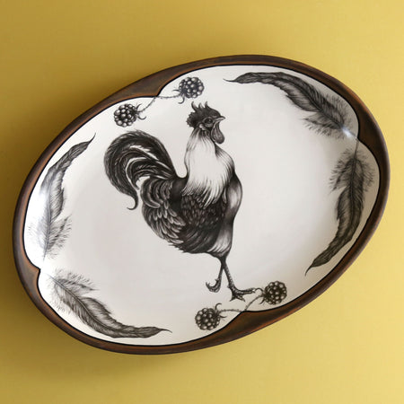 Laura Zindel Small Oval Platter / Rooster