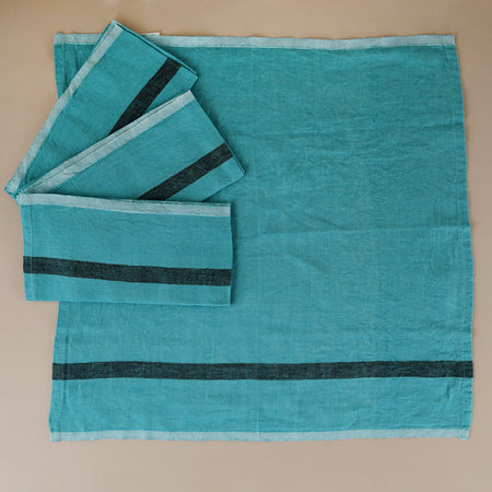 Laundered Linen Napkin Set / Aqua Charcoal