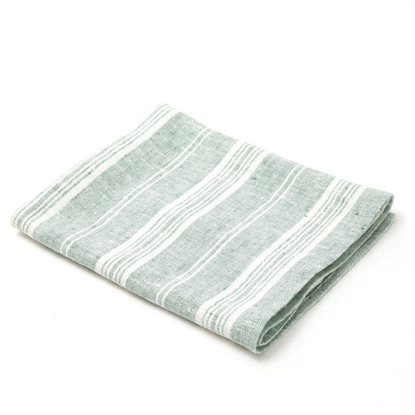 Multi Stripe Linen Hand Towels / Aqua Foam
