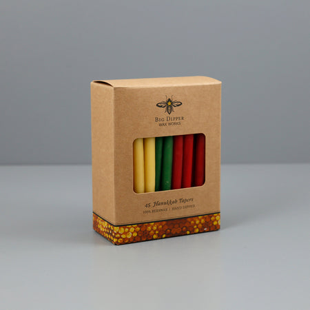 Beeswax Chanukah Candles / Colors 45pc Box