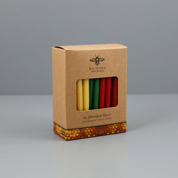 Beeswax Chanukah Candles / Colors 45pc Box