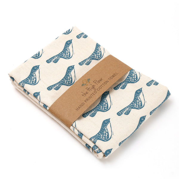 Hand Printed Tea Towel / Birds