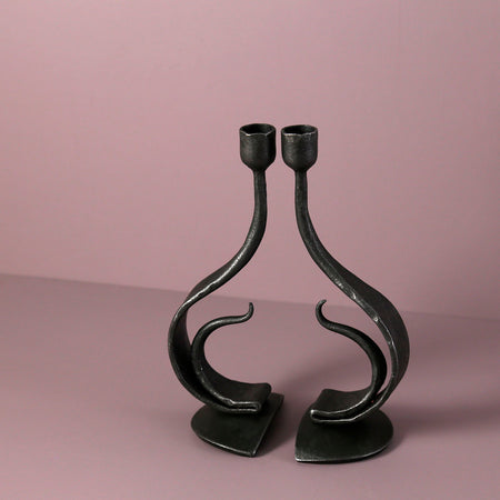 Forged Recurve Candlesticks (Pair)