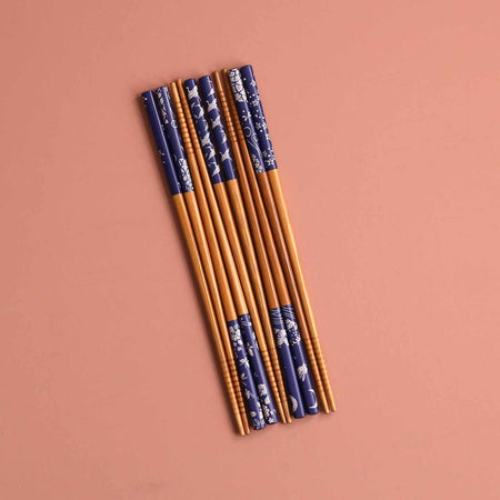 Blue & White Print Chopsticks / Set of 5 Pair Assorted