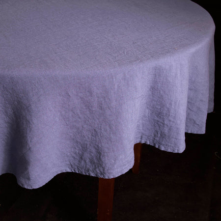 Stonewashed Linen Tablecloth / 65" Round Blueberry