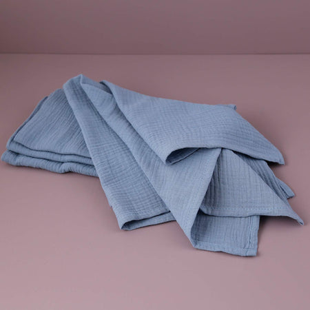 Cotton Gauze Cloth Napkin Set / Dusty Blue