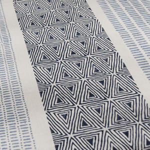 Blue Dash Melange Block Print Tablecloth