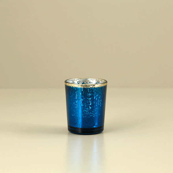 Blue Mercury Glass Tealight Candle Holders