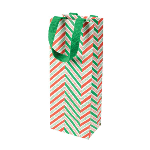 Designer Gift Bag / Candy Cane Stripes Bottle Bag