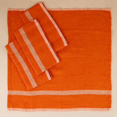 Laundered Linen Napkin Set / Orange Natural