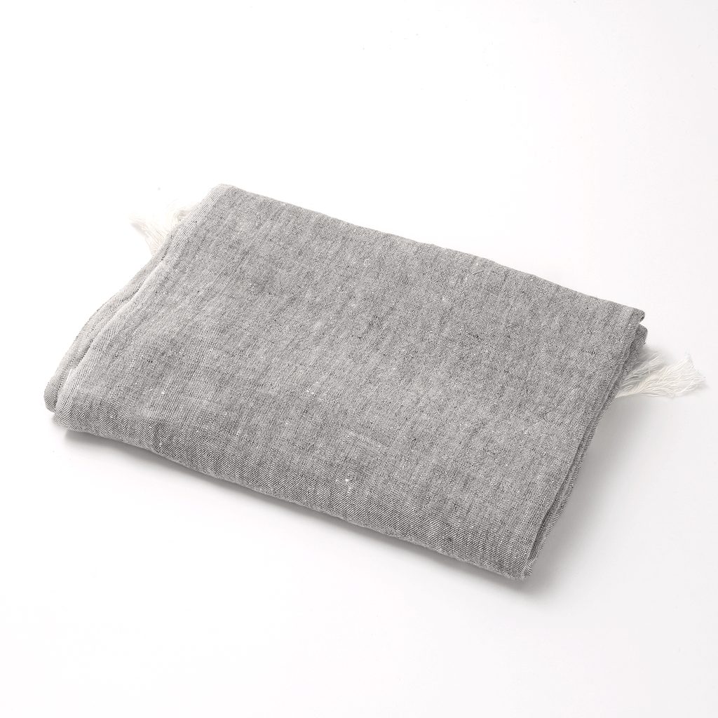 Chambray Linen Throw Blanket / Charcoal